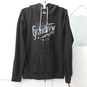 Black French Terry Sport Lace Scuba Hooded Pullover